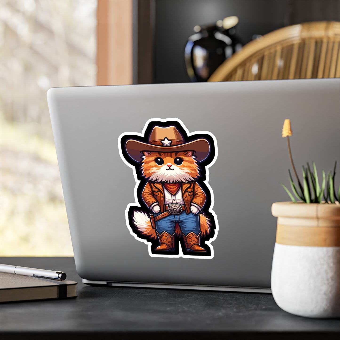 Cowboy Cat - Cowboy Sticker for Car Window Laptop Sticker. Water Bottle Sticker, Vinyl Cat Decal, Western Sticker - Cowboy Gift