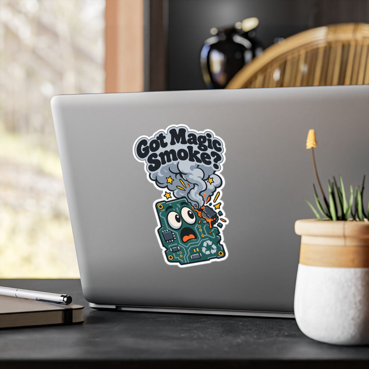 Upcycling Sticker Got Magic Smoke – Art Decals for Laptop and Water Bottle, Celebrating Recycling and Sustainability