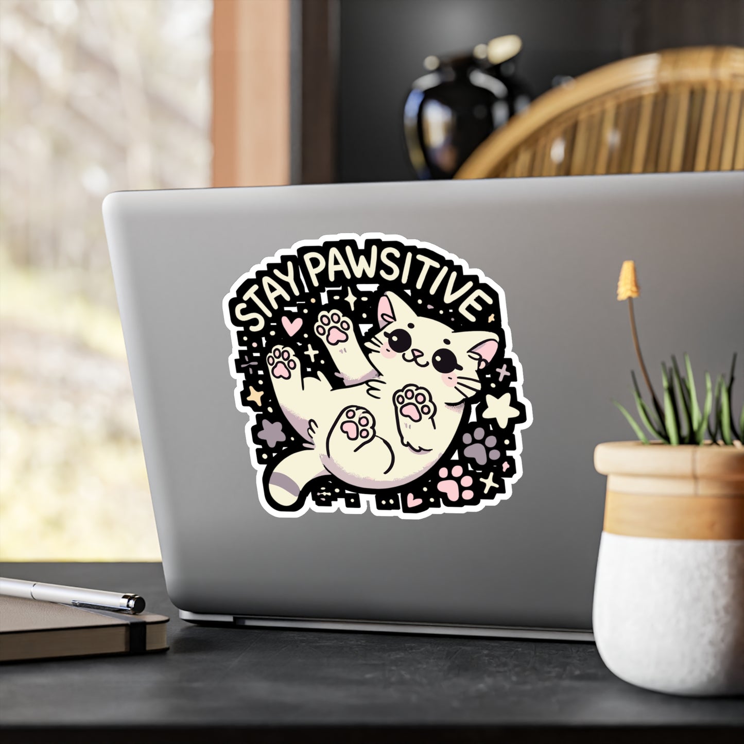 Stay Pawsitive - Optimism Sticker for Laptop Sticker. Water Bottle Sticker, Vinyl Positivity Decal - Optimism Gift