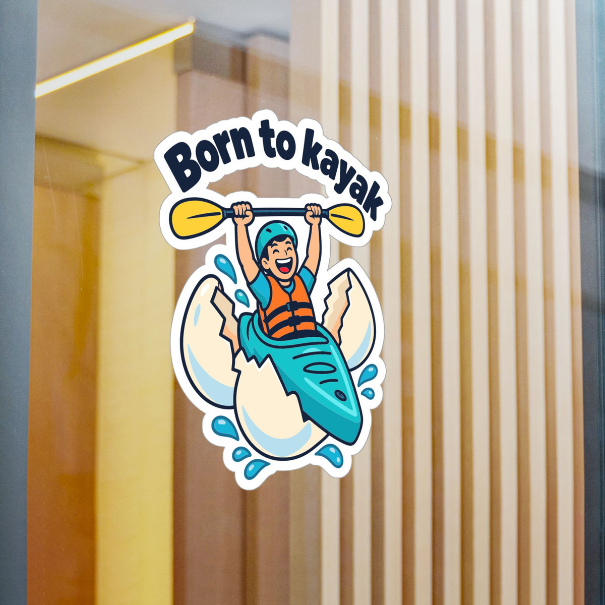 Kayak Sticker - Born to Kayak Decals for Kayaking and Rowing Enthusiasts, Kayaker Design for Laptop or Water Bottle