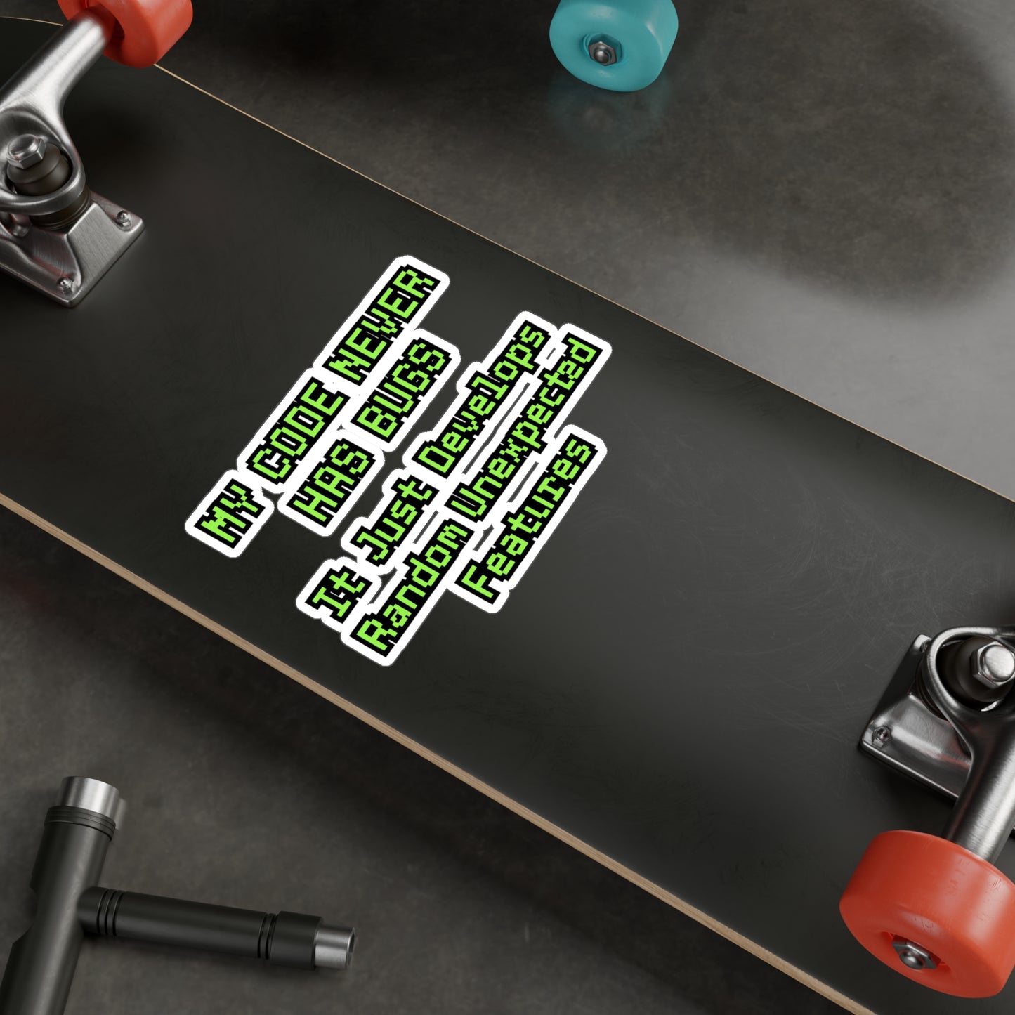 My Code Never Has Bugs – Funny Programmer Sticker for Laptop or Water Bottle | QA Developer Gift Decal