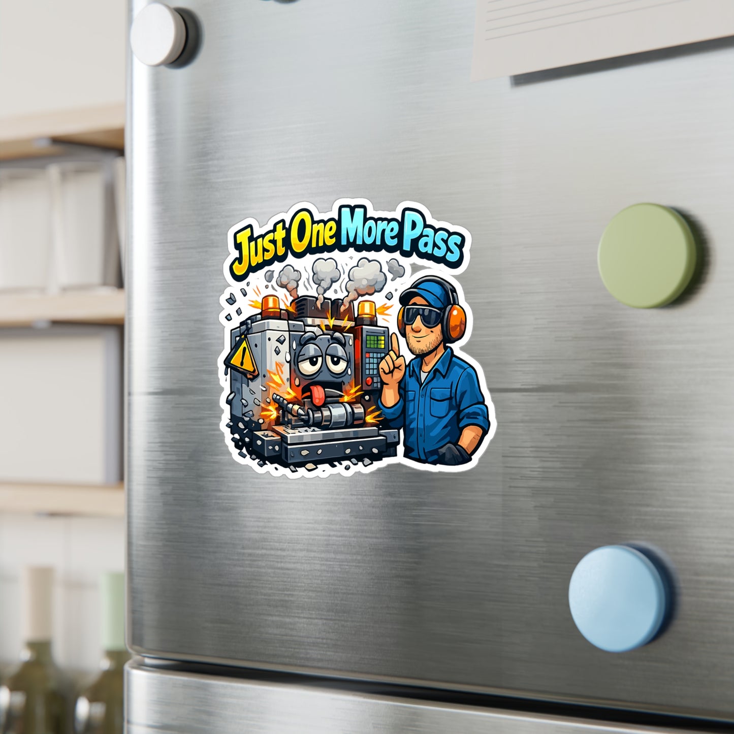 Machinist Sticker "Just One More Pass" CNC Machining Numerically Inspired Vinyl Waterproof Decals for Laptop, Water Bottle