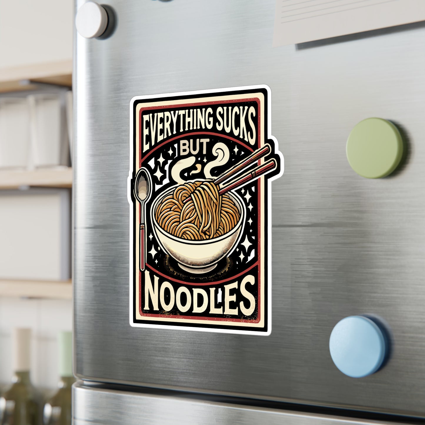 Everything Sucks But Noodles - Noodles Sticker for Laptop Sticker. Water Bottle Sticker, Vinyl Food Decal - Noodles Gift