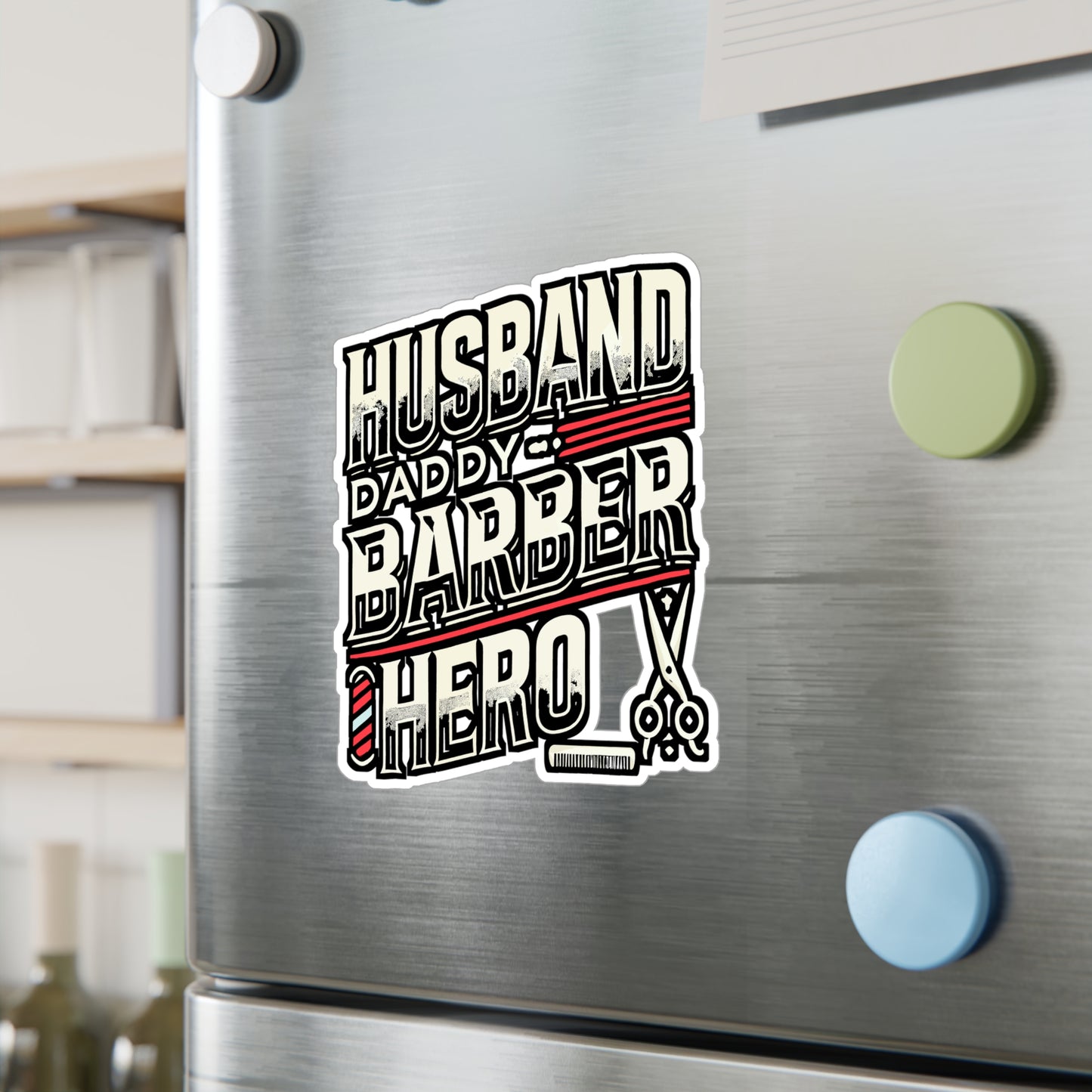 Husband Daddy Barber Hero – Vinyl Sticker for Laptop or Water Bottle | Trimmer Decal & Funny Barber Gift