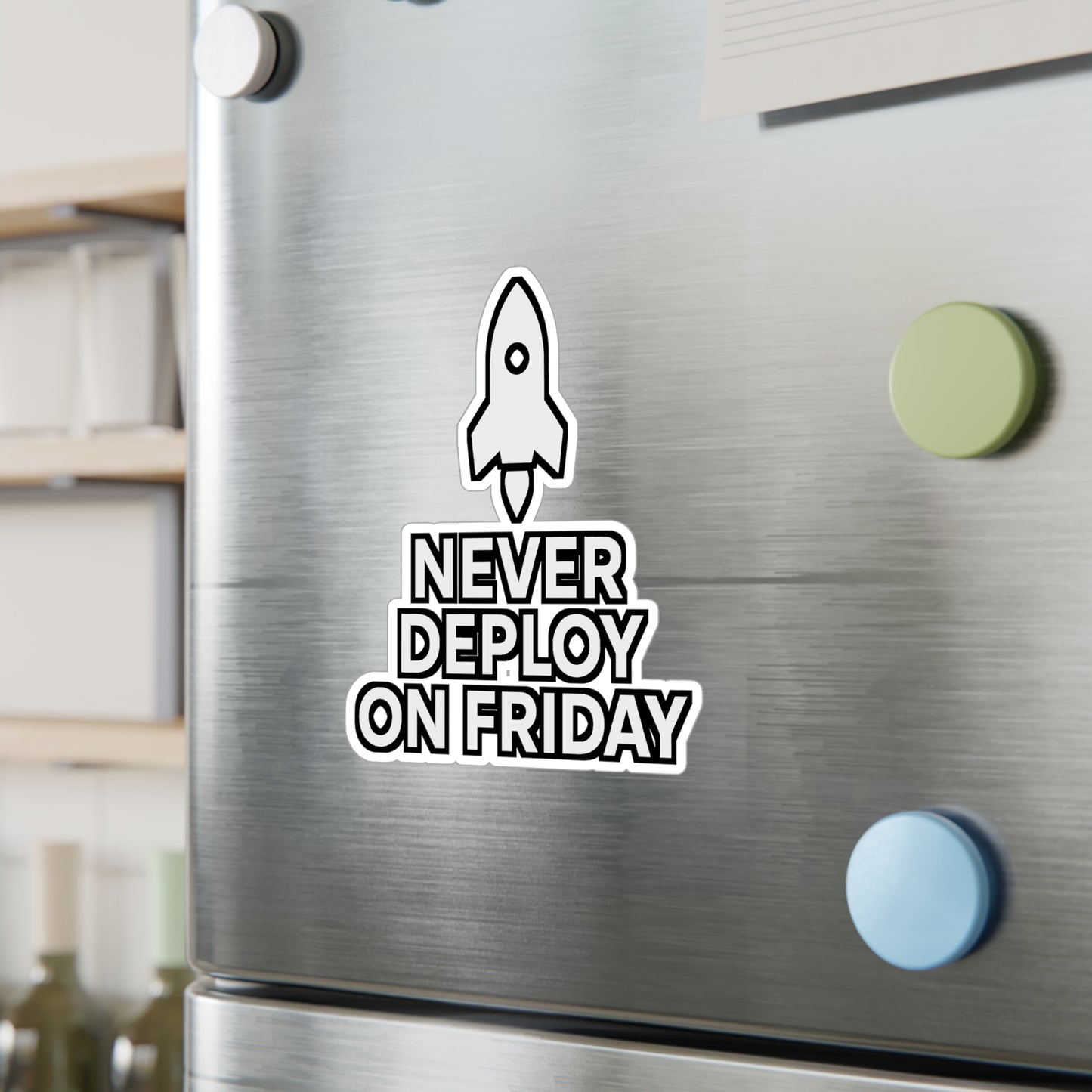 Programming Sticker – Never Deploy On Friday Funny Developer Decals for Laptop, Water Bottle – Waterproof Vinyl Coding Software Gift