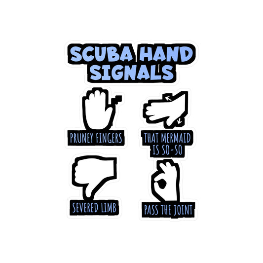 Scuba Hand Signals - Diver Sticker for Laptop Sticker. Water Bottle Sticker, Vinyl Scuba-diving Decal - Diver Gift
