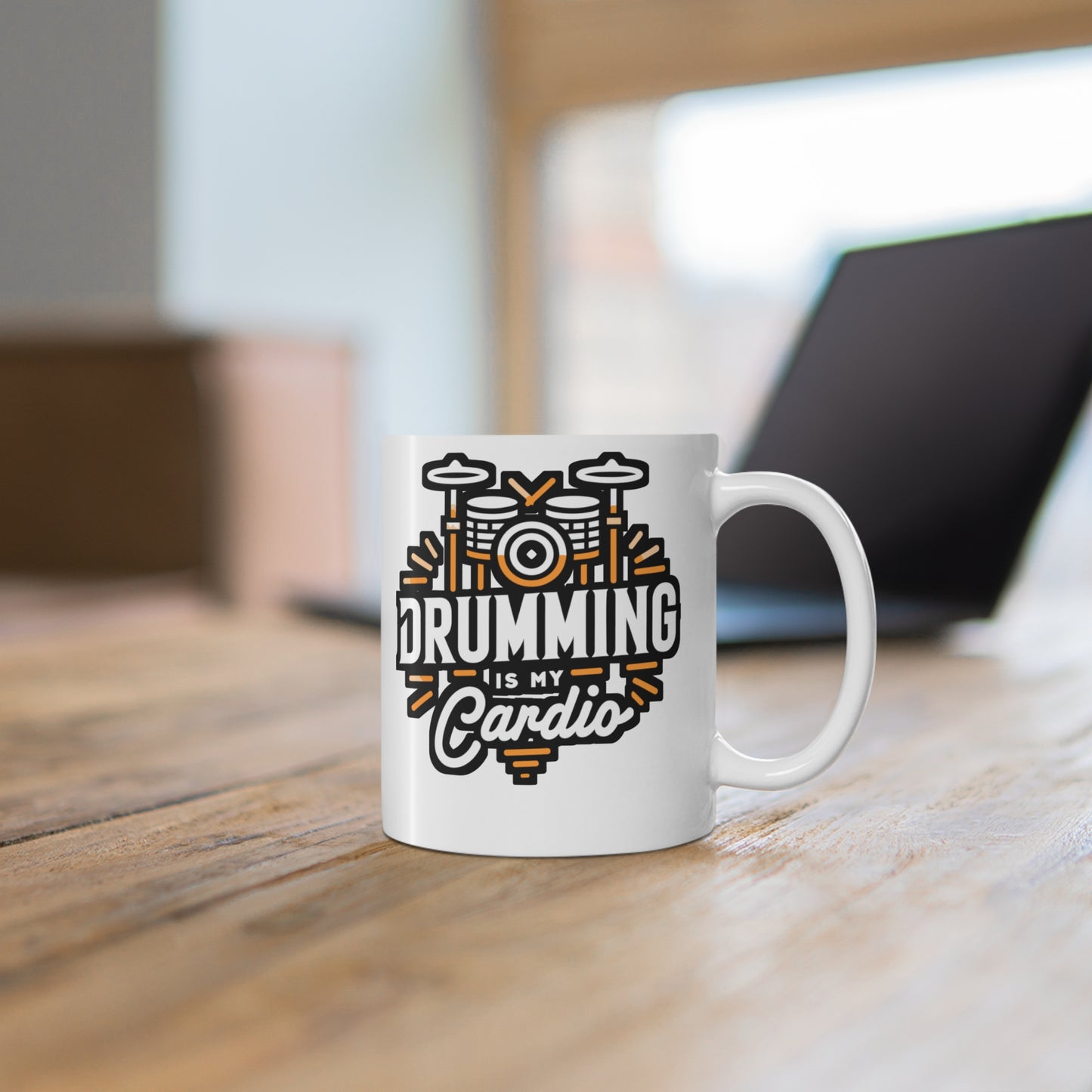 Drumming is my cardio - Audio-engineer Mug for Coffee 11oz. Audio-engineer Cup, White ceramic, Monitor Mug - Audio-engineer Gift