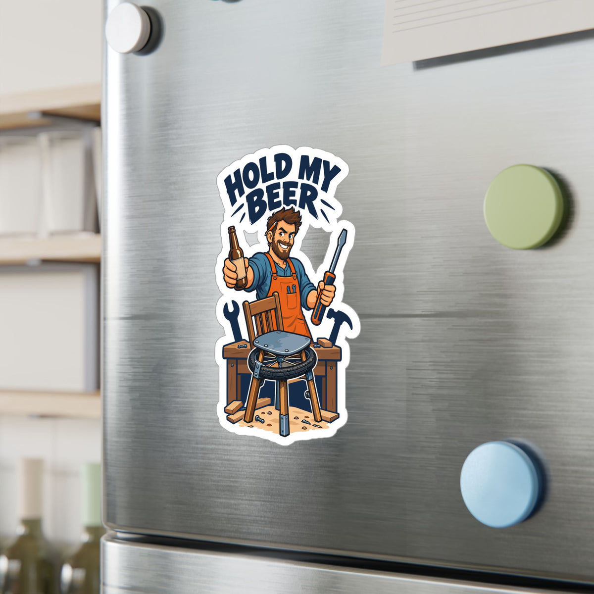 Upcycling Sticker - Hold My Beer Art Decals for Laptop and Water Bottle, Celebrating Recycling and Sustainability