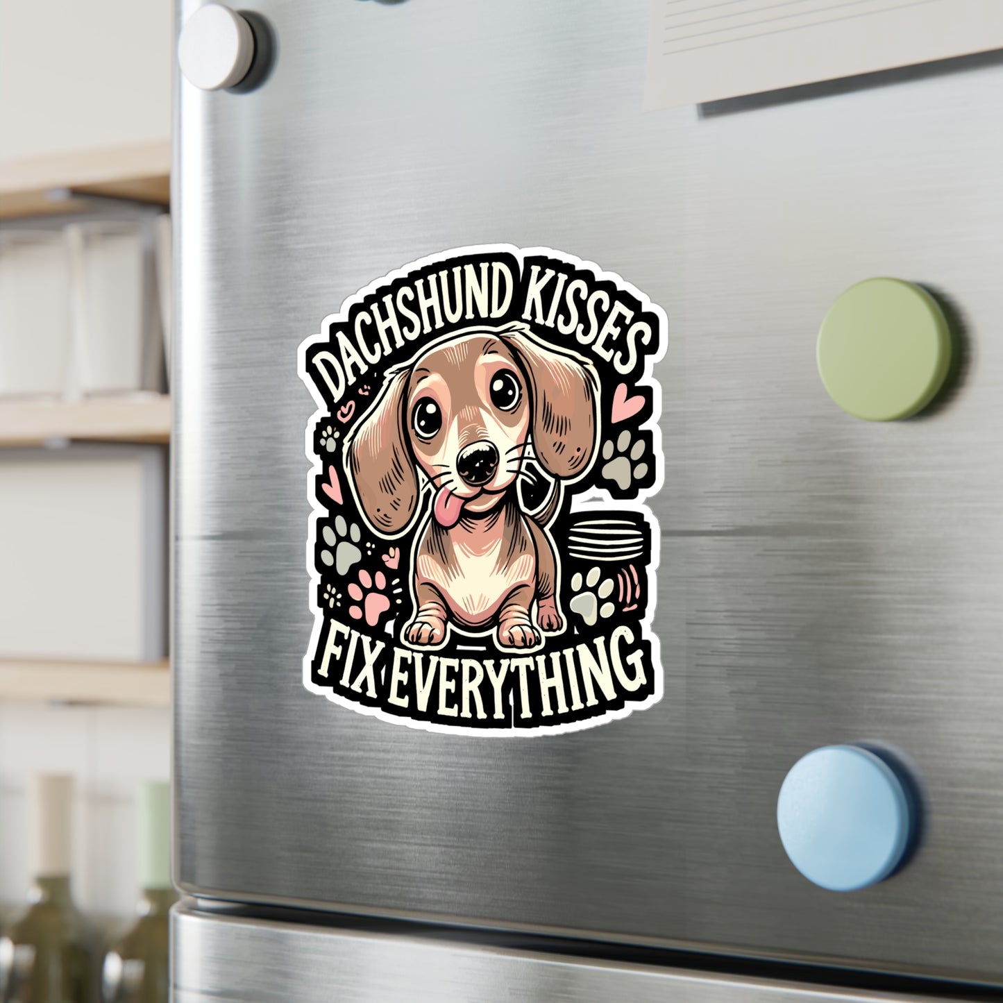 Dachshund Kisses Fix Everything - Dachshund Sticker for Laptop Sticker. Water Bottle Sticker, Vinyl Dog kisses Decal - Dachshund Gift