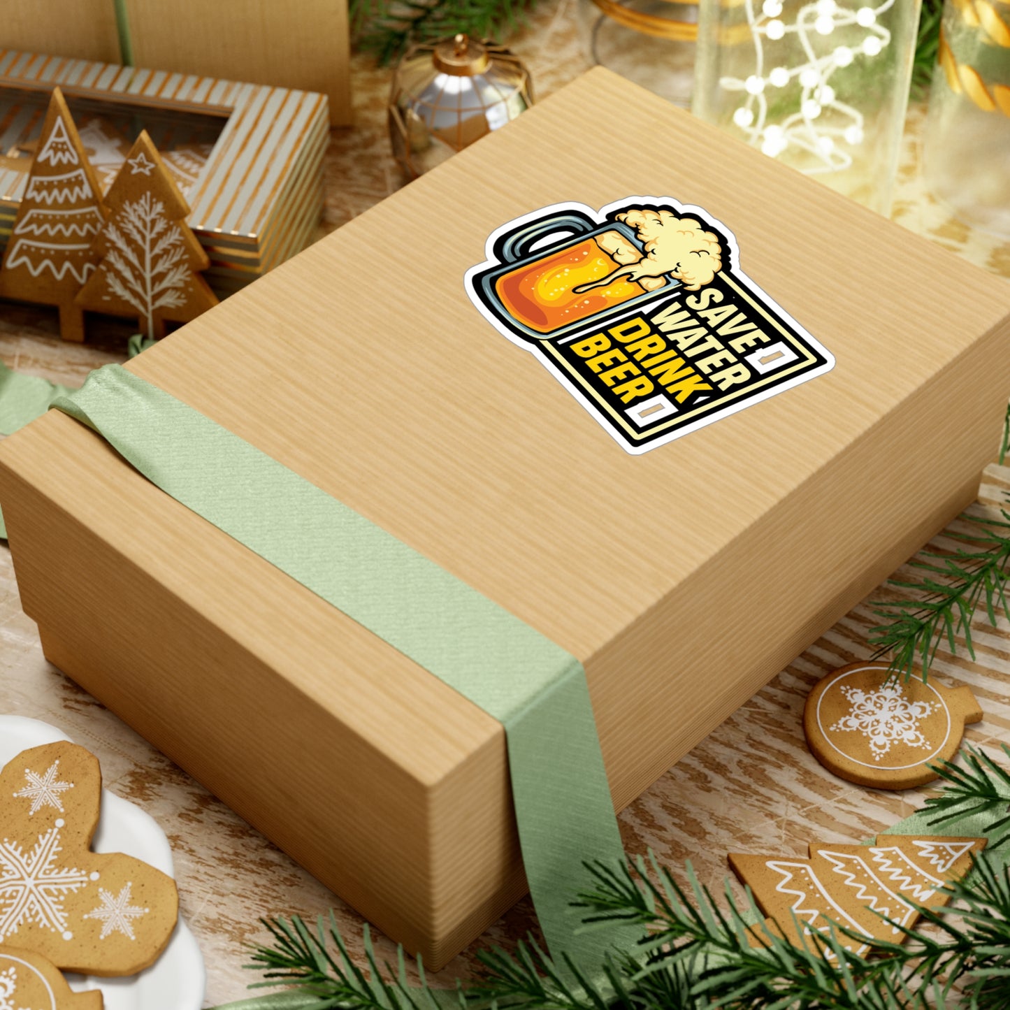 Save Water Drink Beer - Beer Sticker for Car Window Laptop Sticker. Water Bottle Sticker, Vinyl Alcohol Decal, Drinking Sticker - Beer Gift