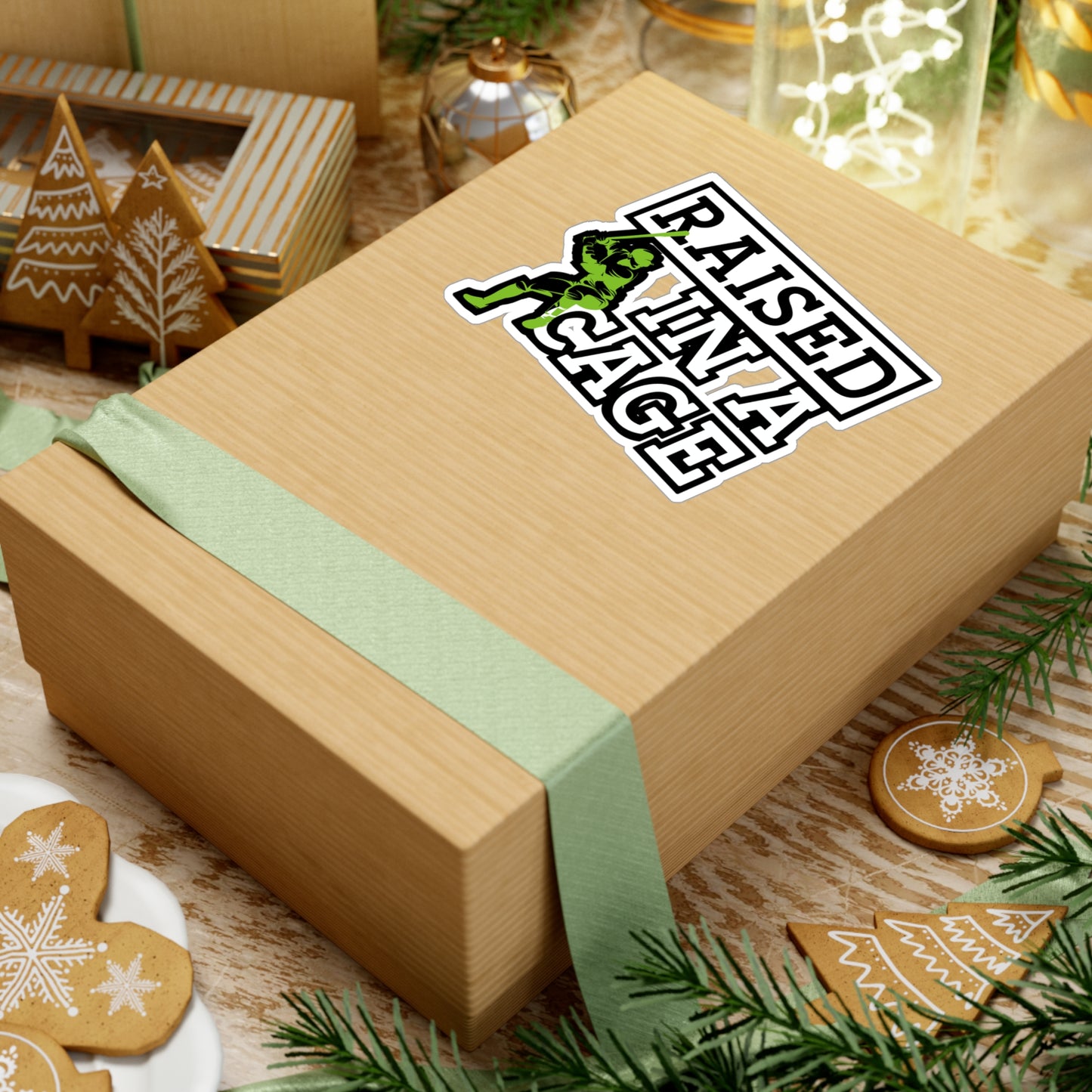 Raised In A Cage - Baseball Sticker for Wall Car Window Laptop Sticker. Water Bottle Sticker, Vinyl Softball Decal, Game Sticker - Baseball Gift