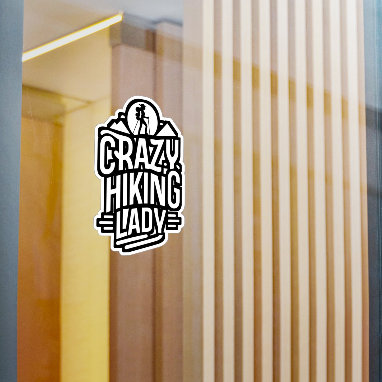 Crazy Hiking Lady - Hiking Sticker for Car Laptop Sticker. Water Bottle Sticker, Vinyl Hiker Decal, Backpacker Sticker - Hiking Gift