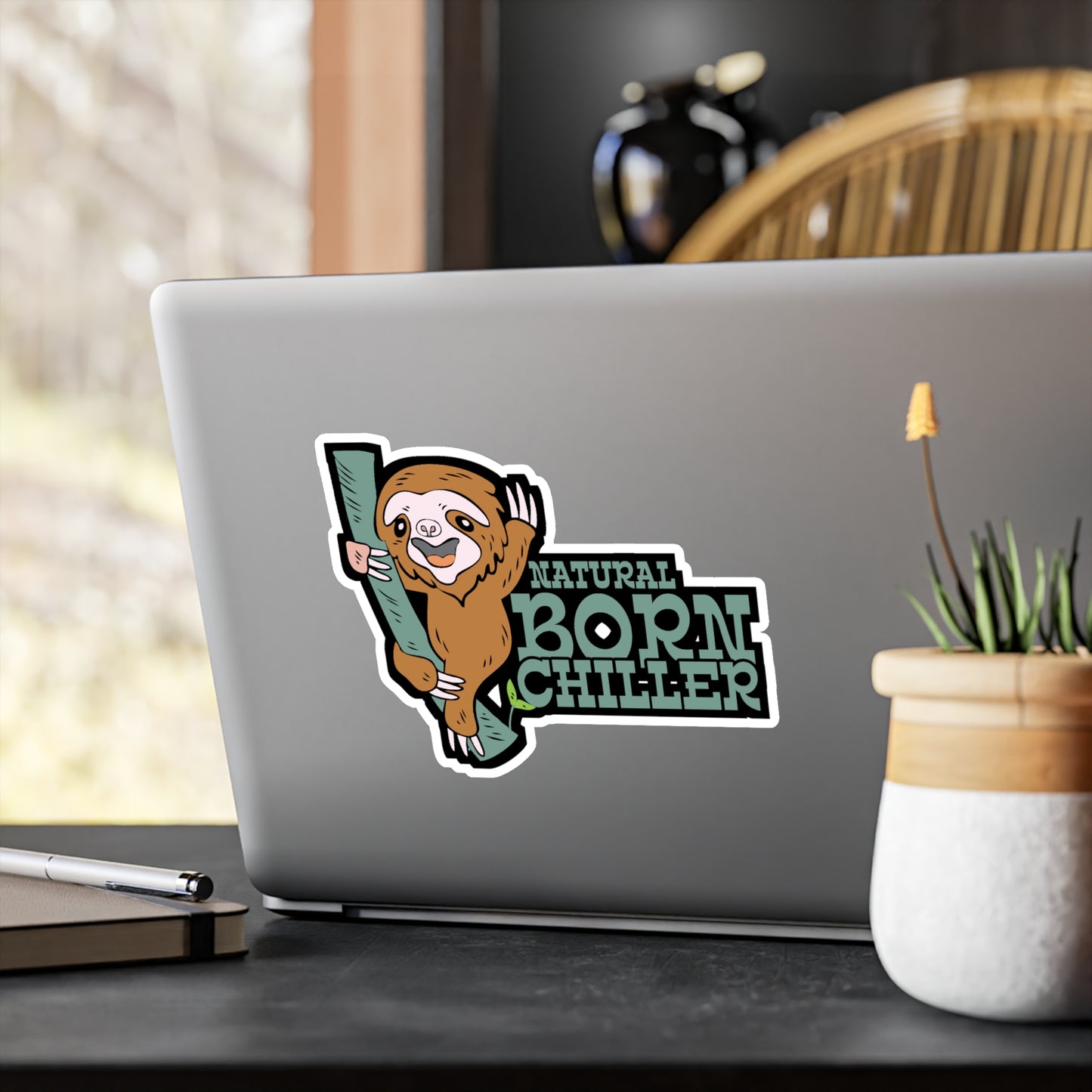 Natural Born Chiller - Sloth Sticker for Car Window Laptop Sticker. Water Bottle Sticker, Vinyl Cute Decal, Sloths Sticker - Sloth Gift