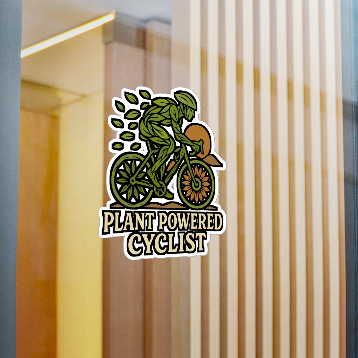 Plant Powered Cyclist – Vegan Cycling Sticker for Laptop or Water Bottle | Eco Biker Gift, Vinyl Decal