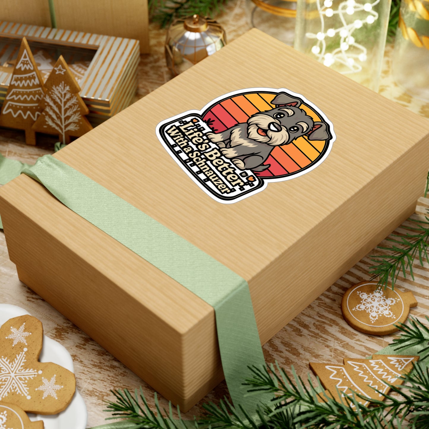 Schnauzer Sticker – "Life's Better With A Schnauzer" Decals, Loyal Pawprint Vinyl Decor for Laptop, Water Bottle, Waterproof