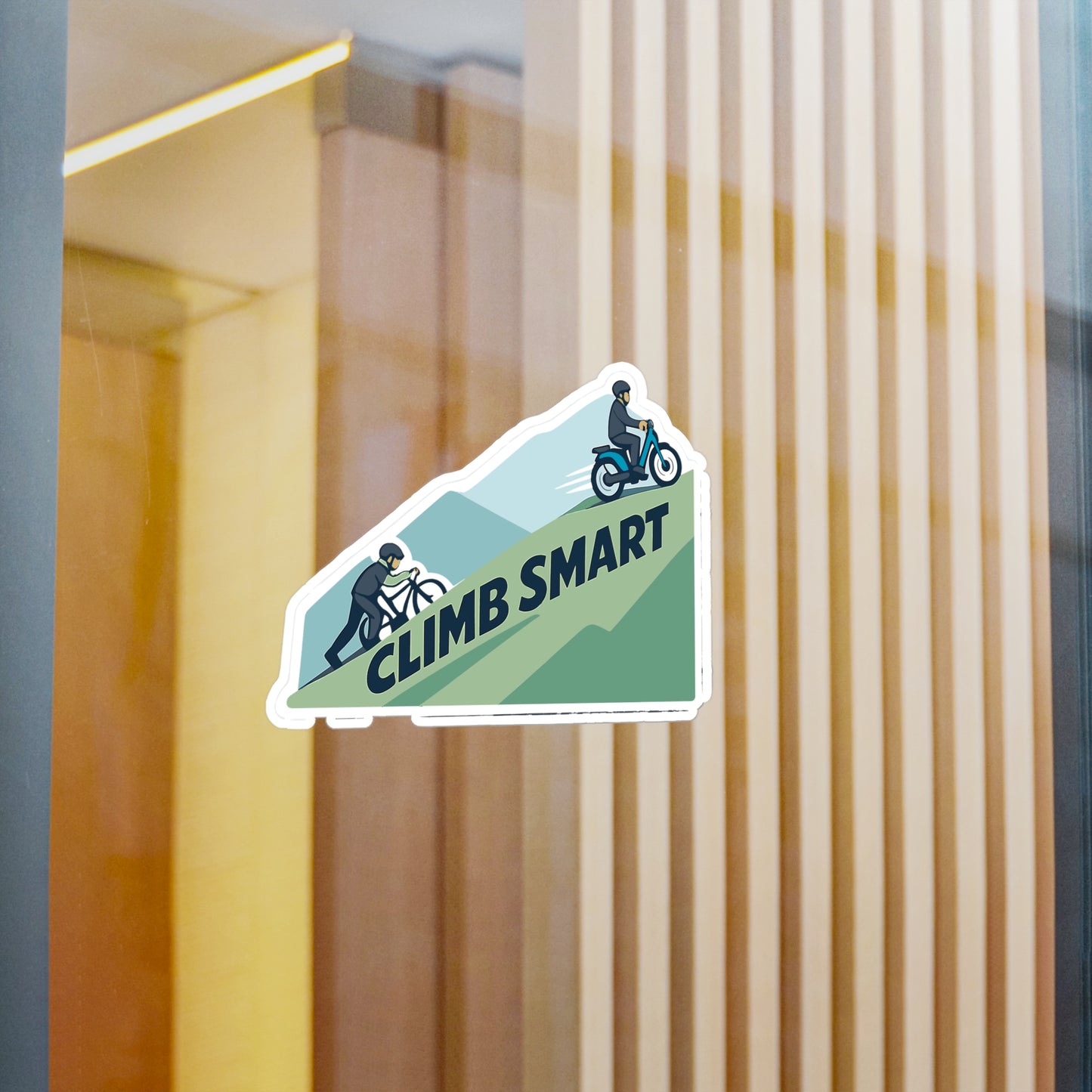 E-Bike Sticker Climb Smart Design, Waterproof Vinyl decals for Laptop, Water Bottle, Electric Bike eCycling e Cyclist