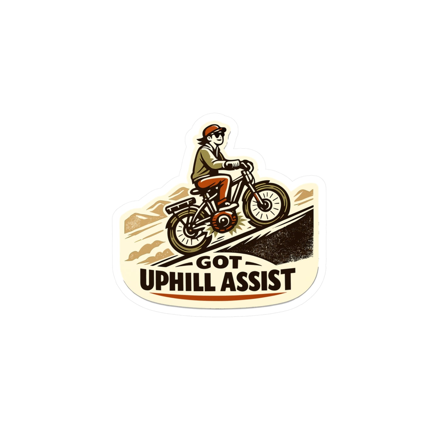 E-Bike Sticker Got Uphill Assist electric bike decal waterproof vinyl decals for laptop water bottle e cycling e cyclist style