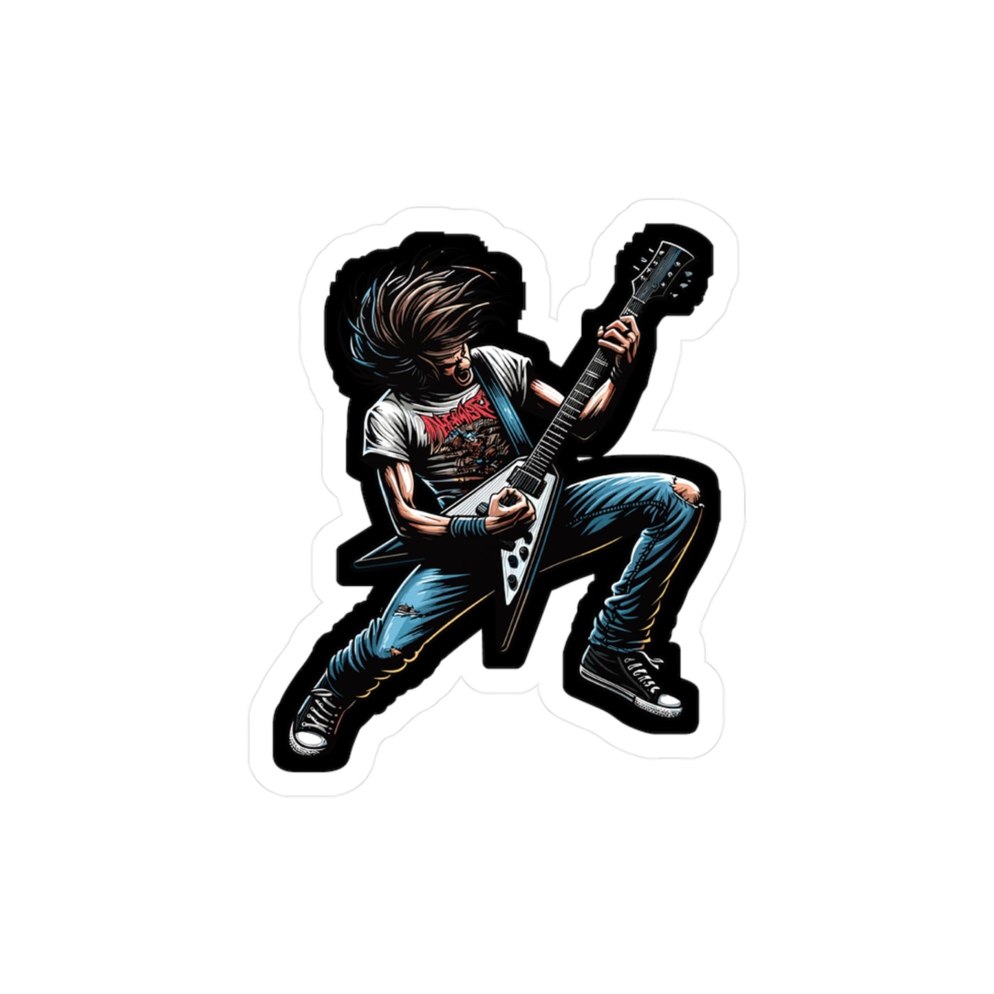 Guitar Headbang - Guitar Sticker for Car Window Laptop Sticker. Water Bottle Sticker, Vinyl Bass-player Decal, Treble Sticker - Guitar Gift