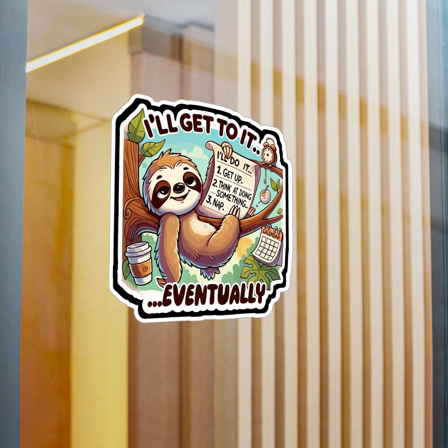I'll Get to It... Eventually - Sloth Sticker for Laptop Sticker. Water Bottle Sticker, Vinyl Procrastination Decal - Sloth Gift