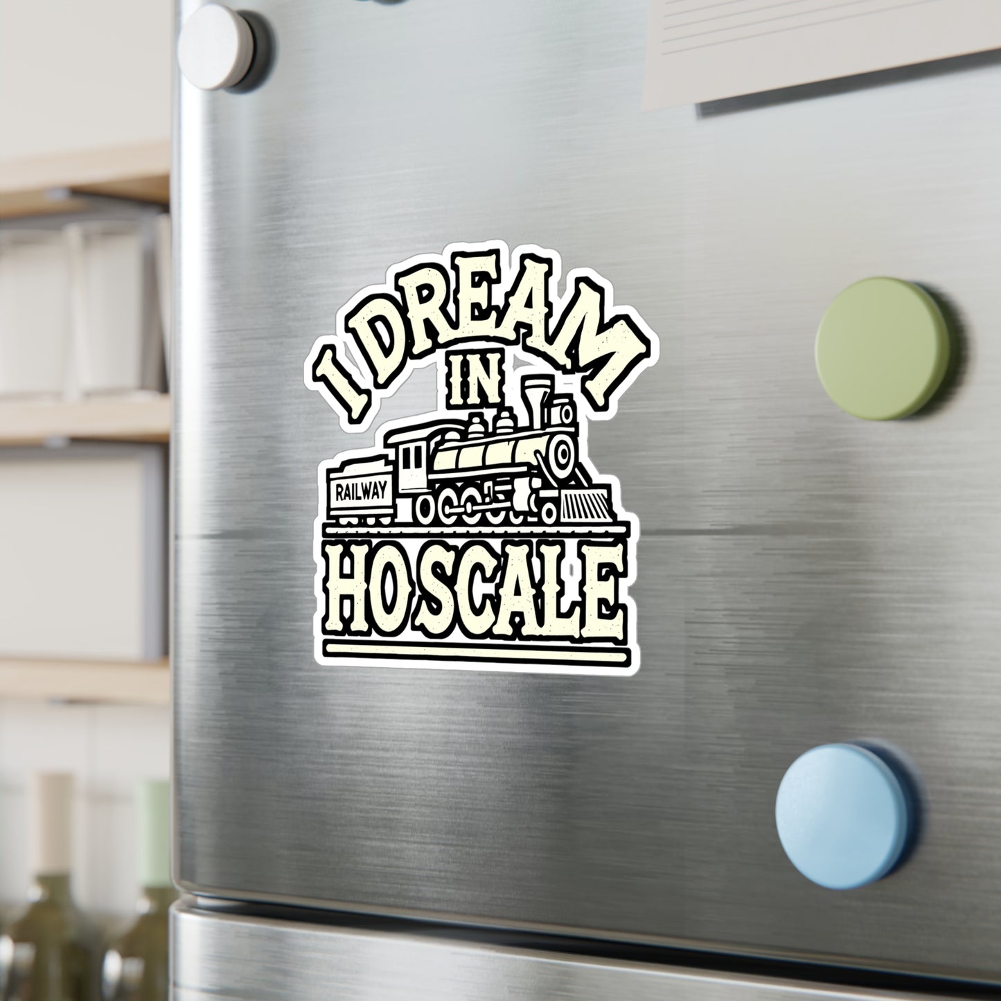 I Dream In HO Scale – Model Train Vinyl Sticker for Laptop or Water Bottle | Railway Gift for Train Enthusiasts