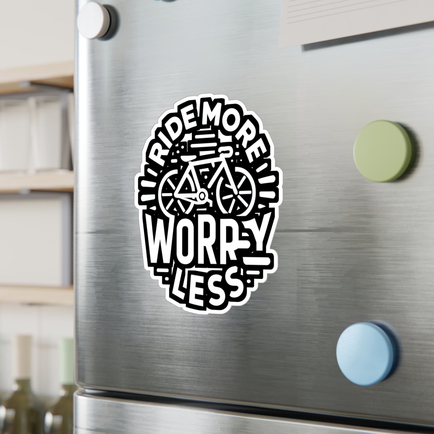 Ride more, worry less  - Cycling Sticker for Car Laptop Sticker. Water Bottle Sticker, Vinyl Cyclist Decal - Cycling Gift