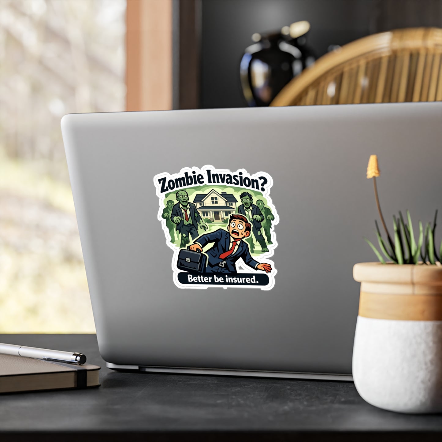 Insurance Agent Sticker Zombie Invasion? Funny Policy Premium Liability Vinyl Waterproof Decals for Laptop Water Bottle