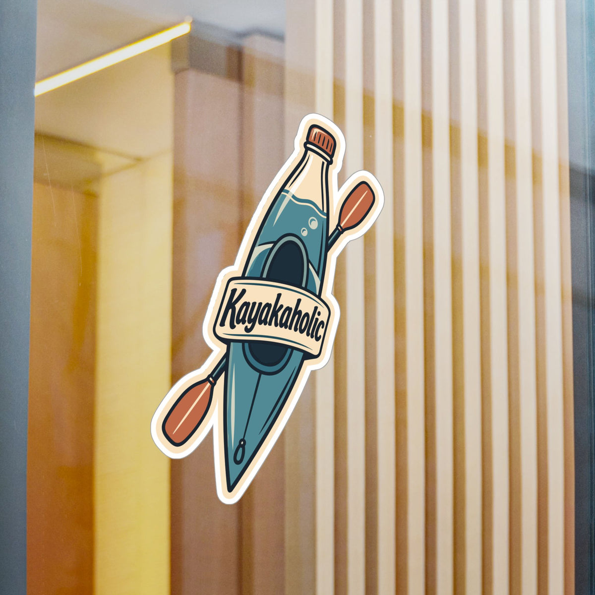 Kayak Sticker - Kayakaholic Decals for Kayaking and Rowing Fans, Kayaker Design for Laptop or Water Bottle