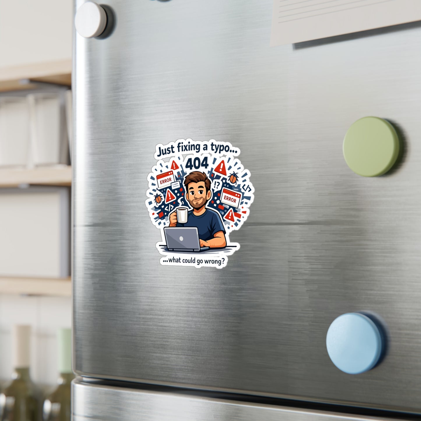 Coding Sticker “Just fixing a typo…” Programmer Decals, Funny Source Code Semicolon Vinyl Waterproof for Laptop, Water Bottle