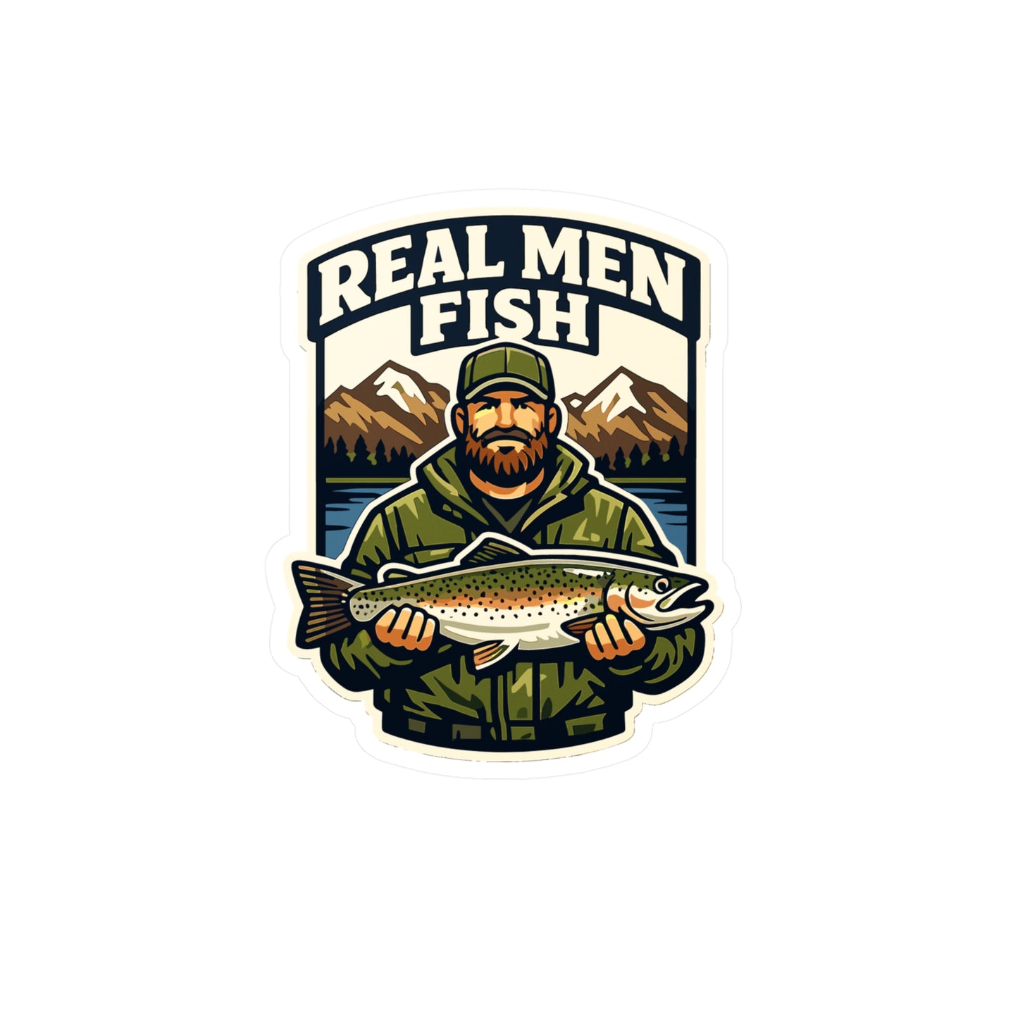 Fishing Sticker Real Men Fish Funny Angling Decals Waterproof Vinyl for Laptop Water Bottle Lake Boating Gift