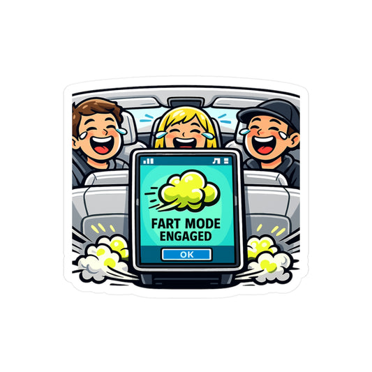 Electric Car Sticker Fart Mode Engaged Funny Waterproof Vinyl decals for electric vehicle Laptop or Water Bottle rechargeable battery theme