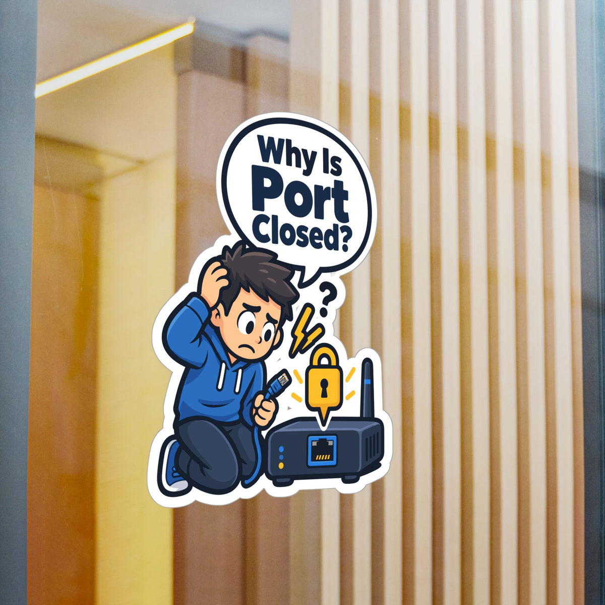 Tech Sticker - Why Is Port Closed - A Bandage for Your Reboot Button, Funny Decals for Laptop and Water Bottle
