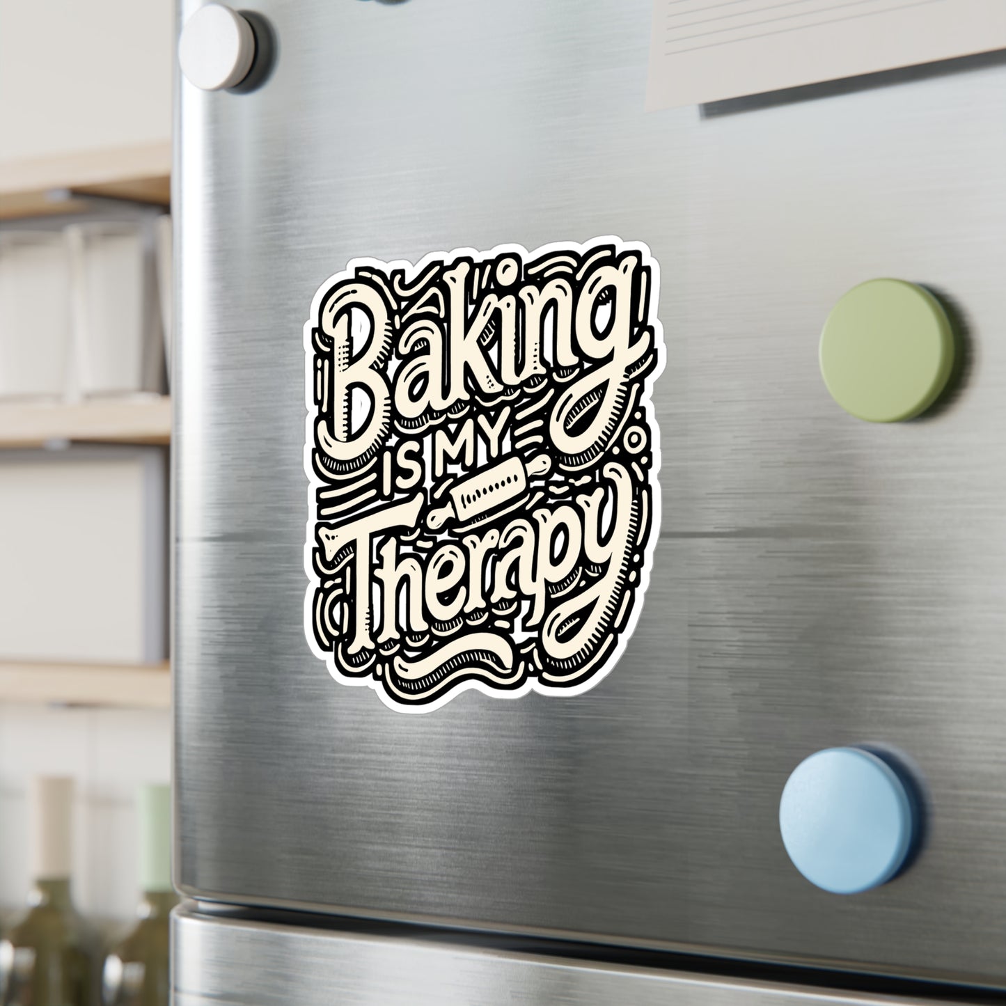 Baking Is My Therapy – Vinyl Sticker for Bakers | Funny Baking Gift for Car, Laptop, Water Bottle