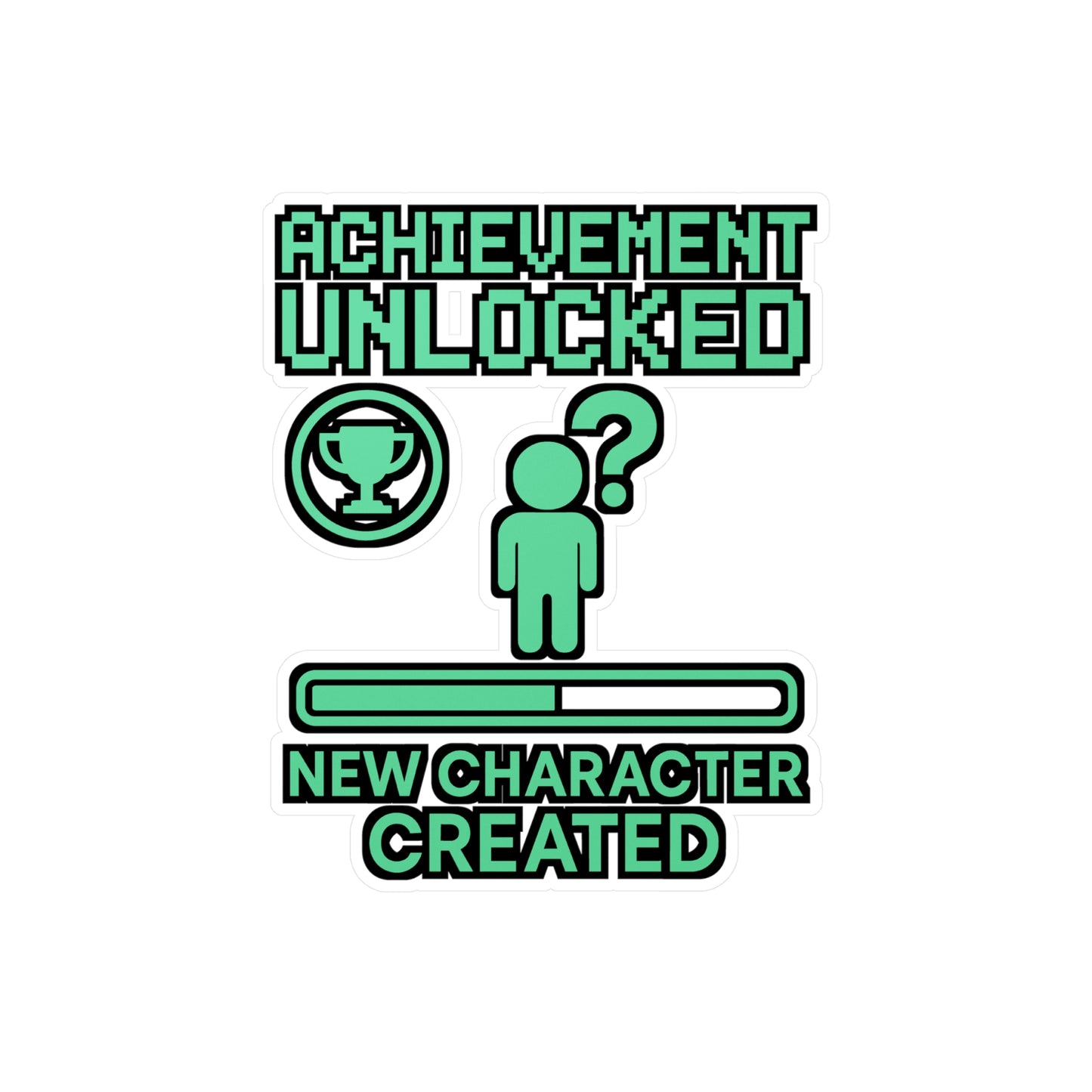 Achievement Sticker – Unlocked New Character Created Decals, Vinyl Waterproof Decor for Laptop, Water Bottle