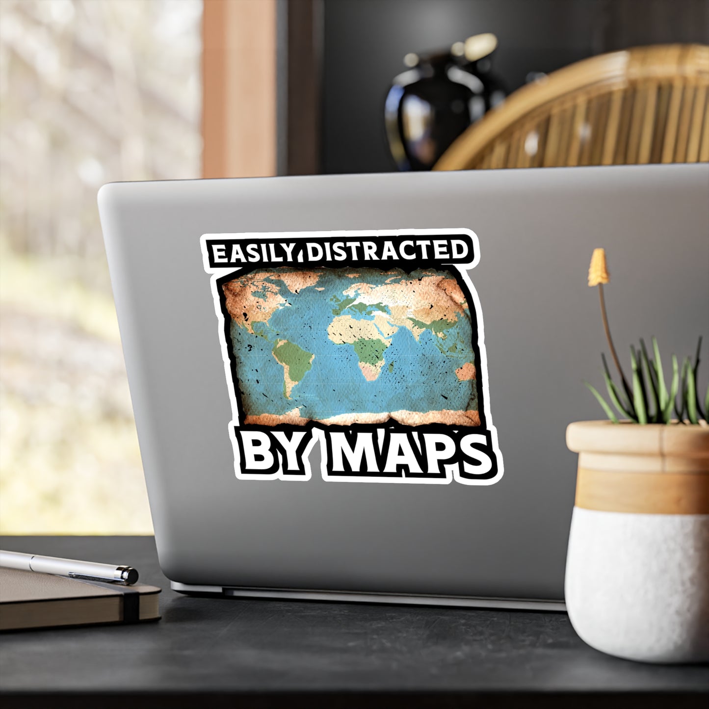 Easily Distracted By Maps | Geography Sticker | Geology Decals | Prehistoric Laptop Sticker | Geography Gift | Geology Gift