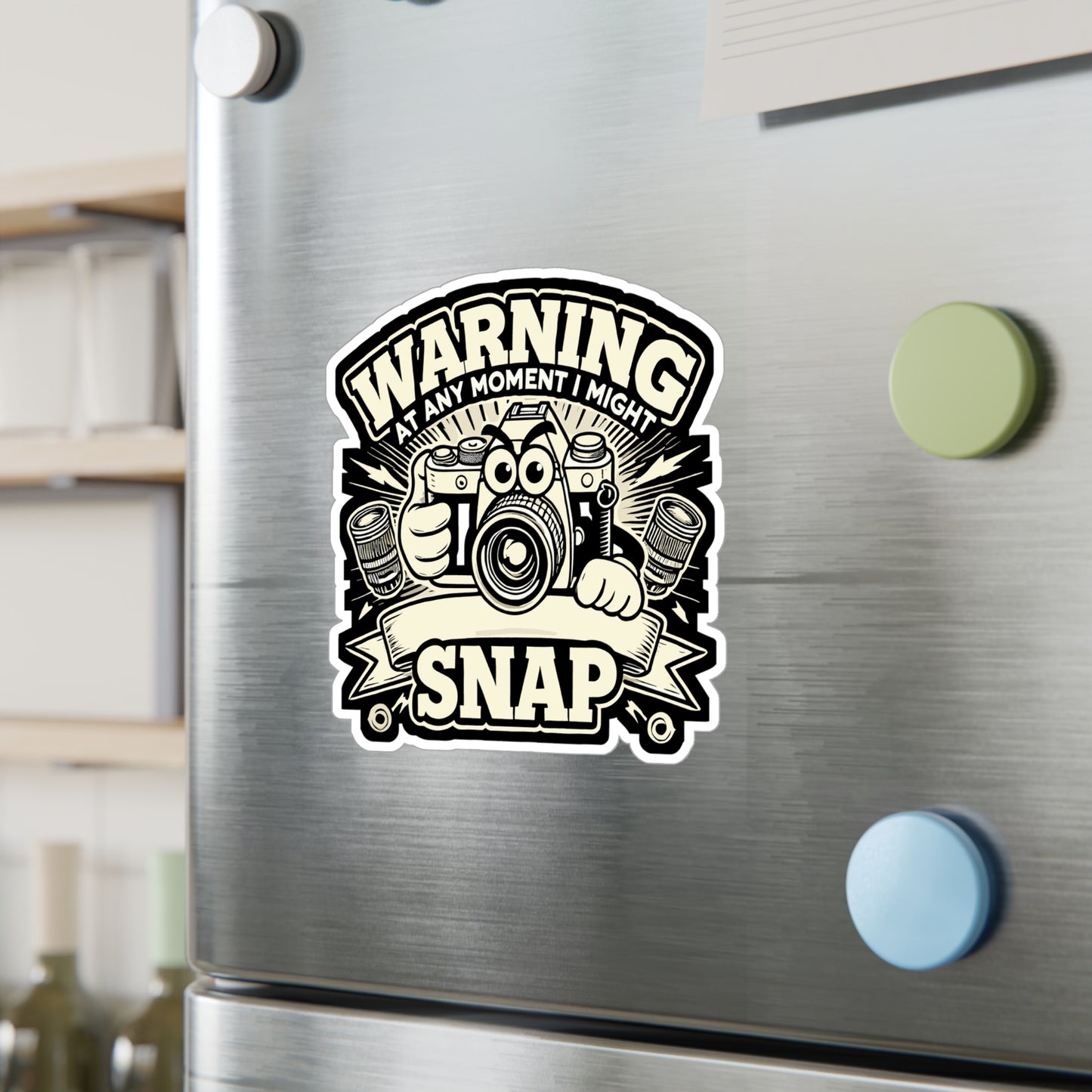 Warning - At Any Moment I Might Snap - Photography Sticker for Laptop Sticker. Water Bottle Sticker, Vinyl Photographer Decal - Photography Gift