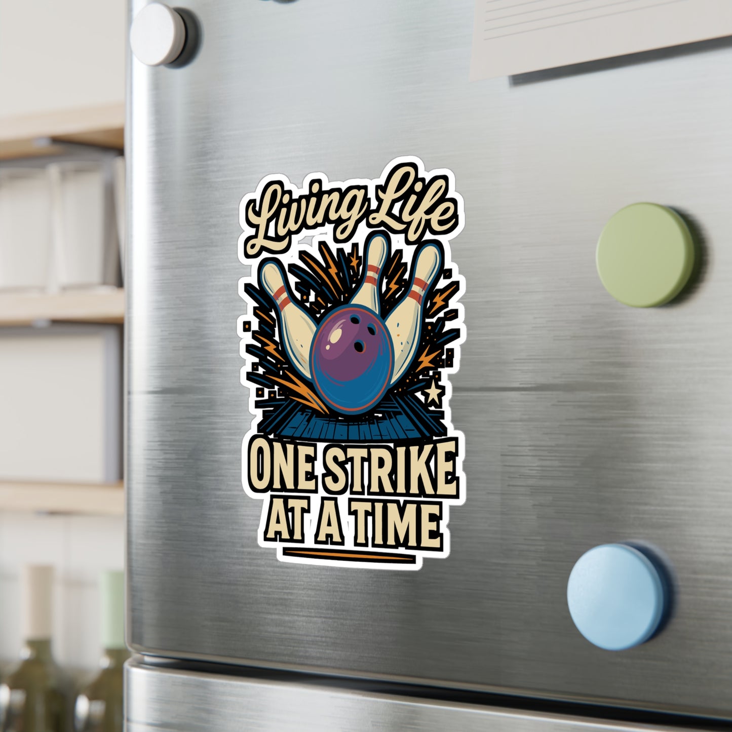 Living Life One Strike At A Time – Bowling Sticker for Laptop or Water Bottle | Funny Gutter Vinyl Decal Gift