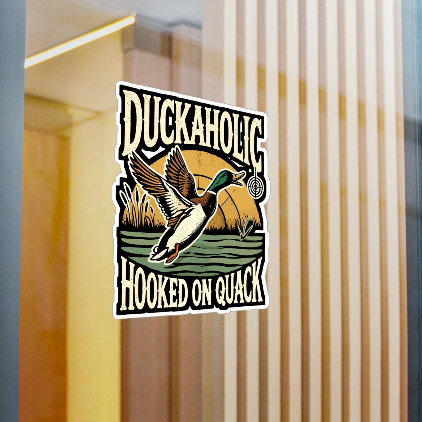 Duckaholic Hooked On Quack - Ducks Sticker for Laptop Sticker. Water Bottle Sticker, Vinyl Hunting Decal - Ducks Gift