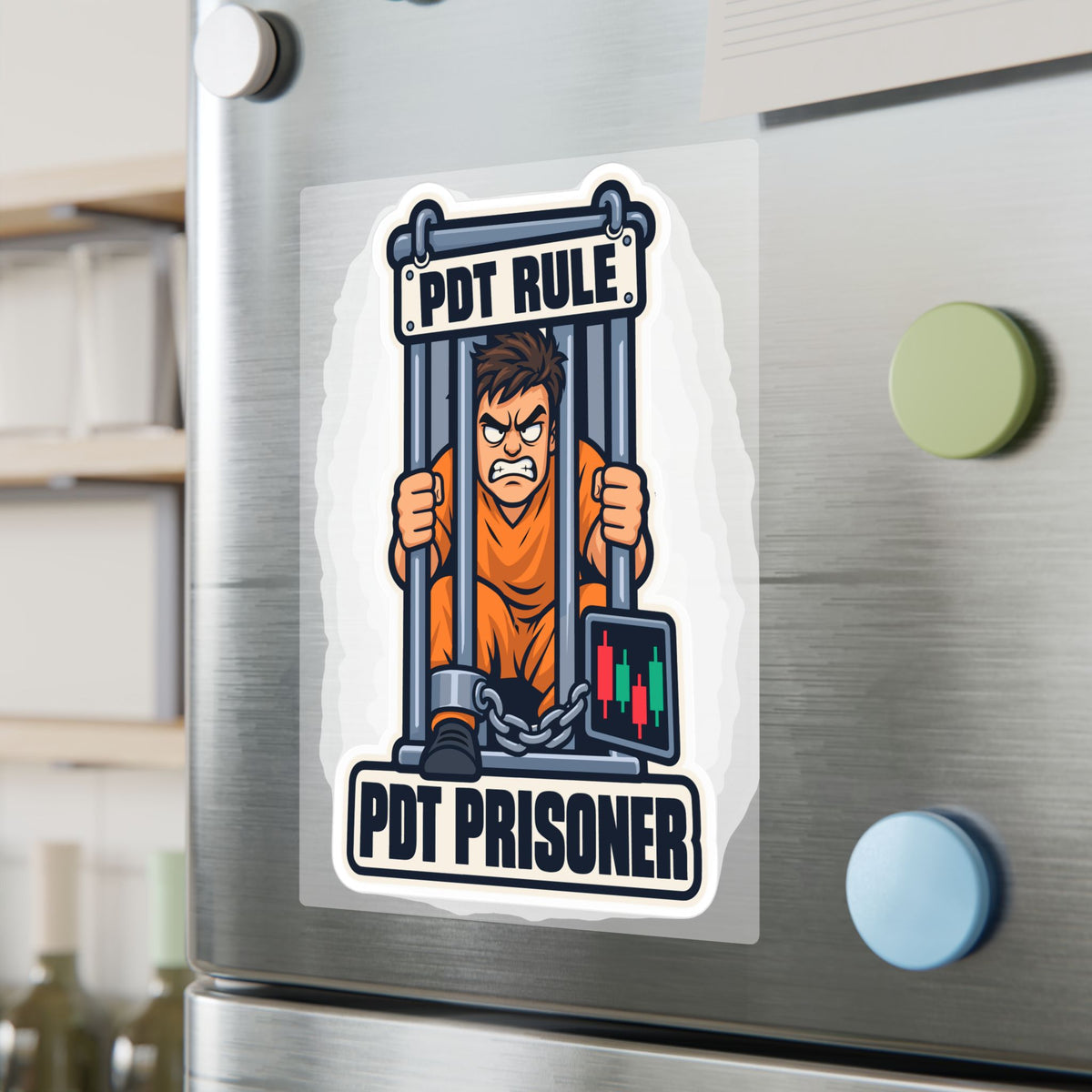 Day Trading Sticker - PDT Prisoner Design for the Stock Market and Forex Trader, Laptop and Water Bottle Decals