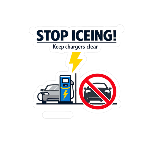 Electric Car Sticker "Stop ICEing!" Waterproof Vinyl sticker decals for electric vehicle, rechargeable battery, Laptop, Water Bottle