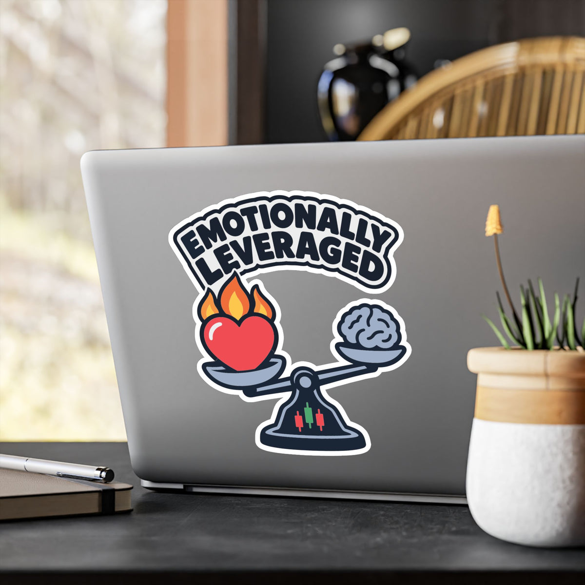 Day Trading Sticker – Emotionally Leveraged Design for Stock Market and Forex Traders, Laptop and Water Bottle Decals