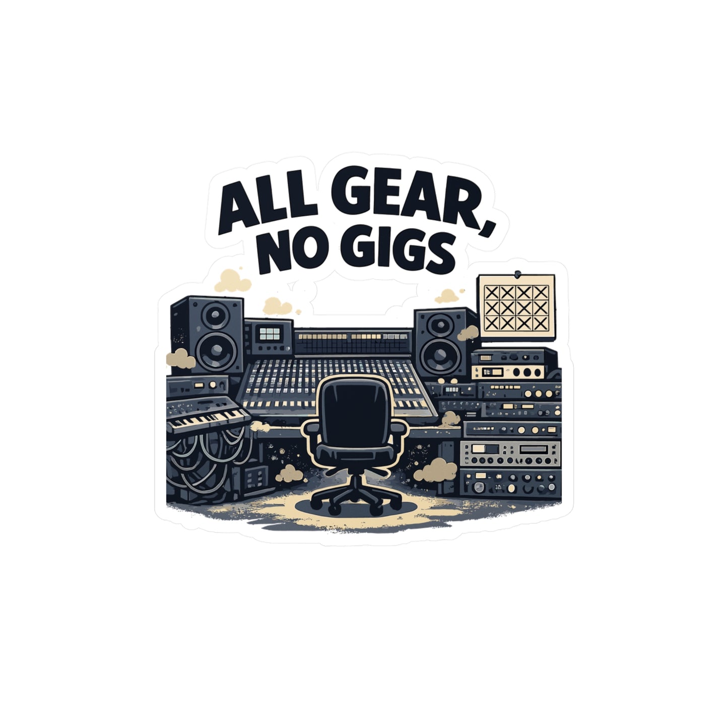 Audio Engineer Sticker All Gear, No Gigs Vinyl Waterproof decals for Laptop Water Bottle Sound Engineer Audio Technician Monitor