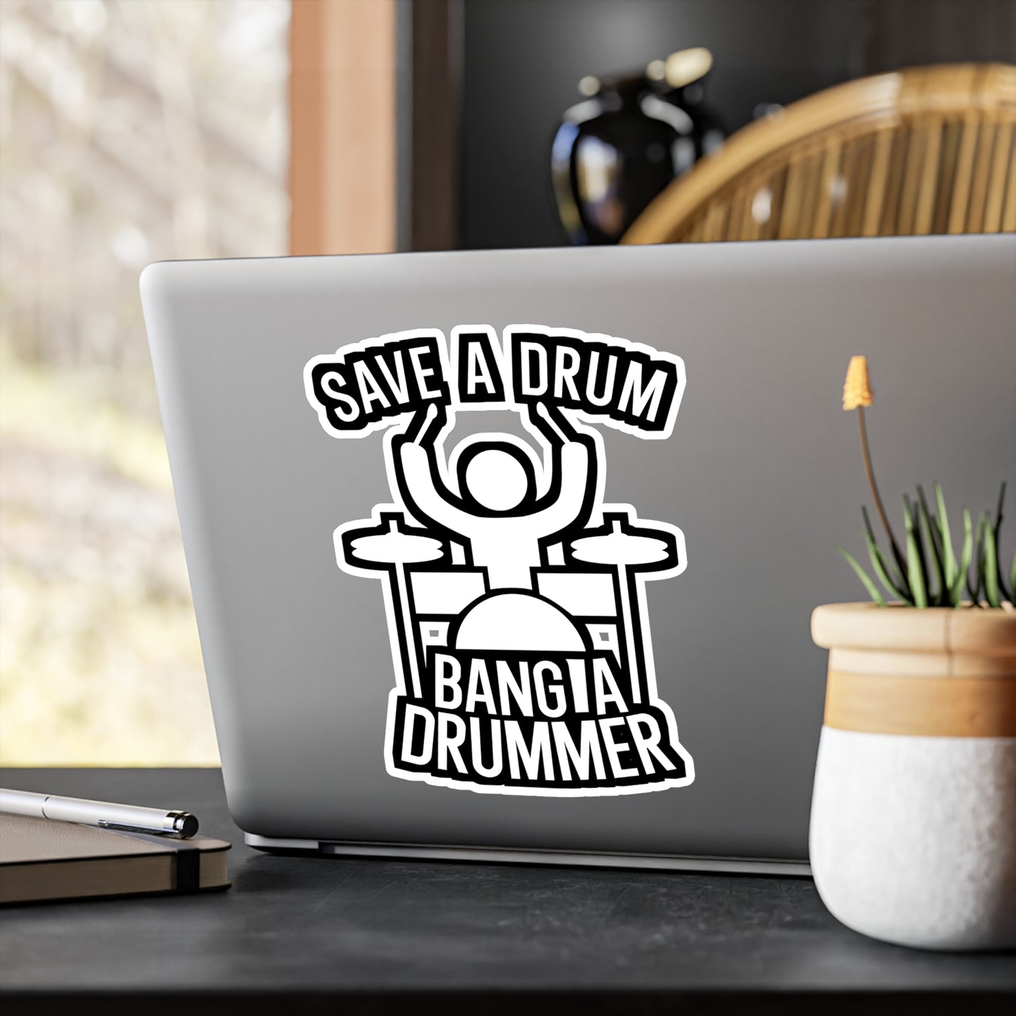 Save a drum bang a drummer - Drums Sticker for Wall, Laptop, Window, Truck, Car Drums Gift Vinyl Drummer Decal Sticker