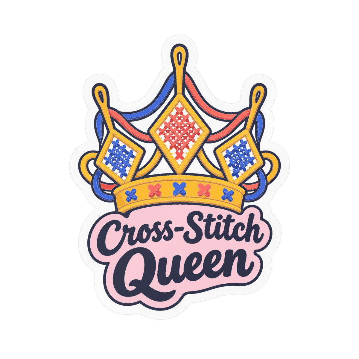 Embroidery Sticker - Cross-Stitch Queen Decals for Crafting, Needlework and Stitching Fans, Laptop and Water Bottle