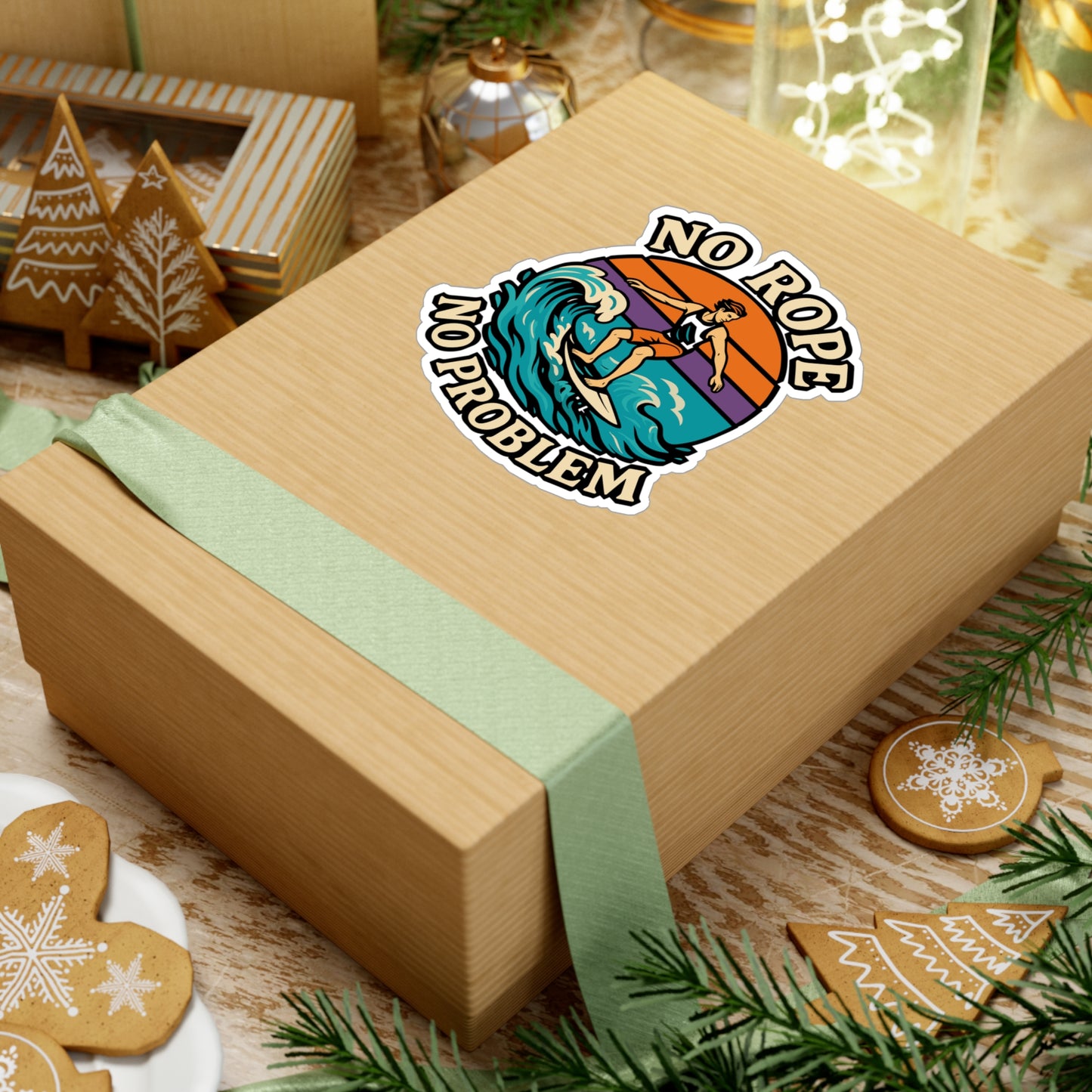 No Rope No Problem - Wakesurfing Sticker - Perfect for Laptop, Water Bottle - Gift for Wakeboarders & Surfers