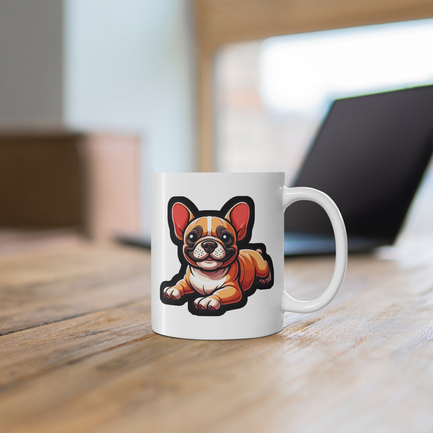 French Bulldog - French Mug for Coffee 11oz. French Cup, White ceramic, Bulldog Mug, Frenchie Tea Cup - French Gift