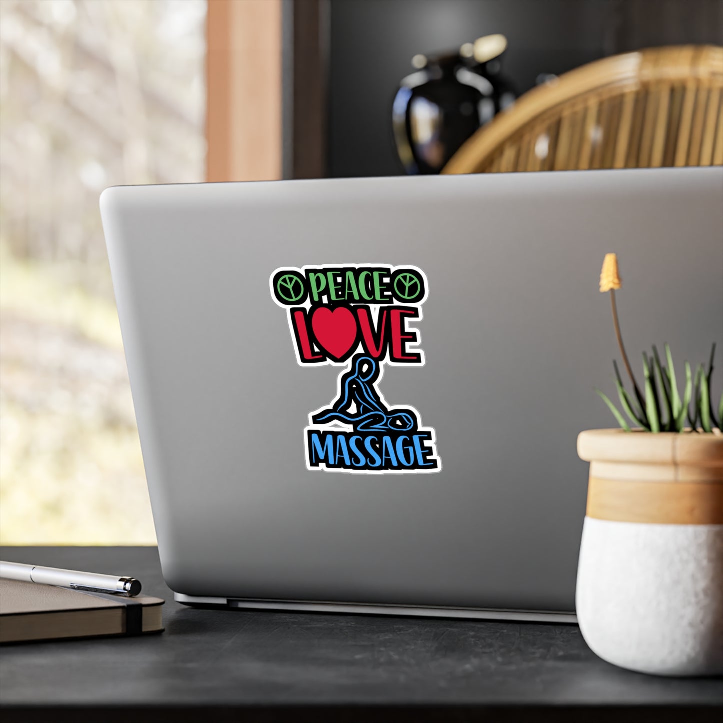 Peace Love Massage - Massage Sticker for Wall, Laptop, Window, Truck, Car Massage Gift Vinyl Massage therapist Decal Sticker