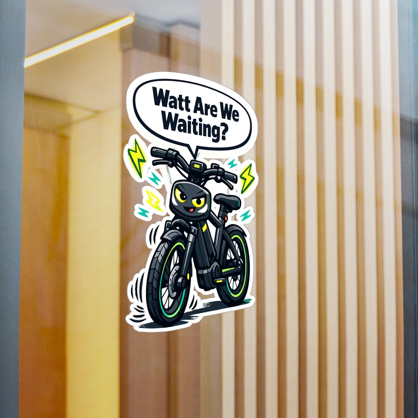 E-Bike Sticker Watt Are We Waiting? Funny Electric Bike Decals, Waterproof Vinyl for Laptop, Water Bottle, E Cycling E Cyclist