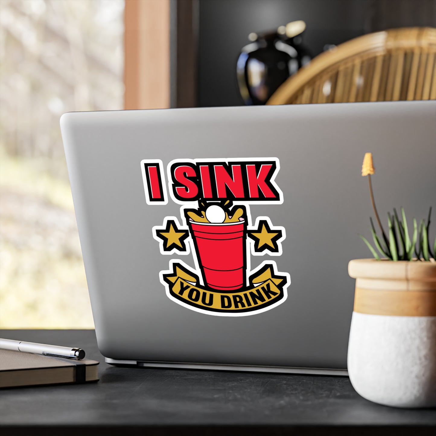 I Sink You Drink Beer Pong - Beer-pong Sticker for Laptop Sticker. Water Bottle Sticker, Vinyl Glory Decal - Beer-pong Gift