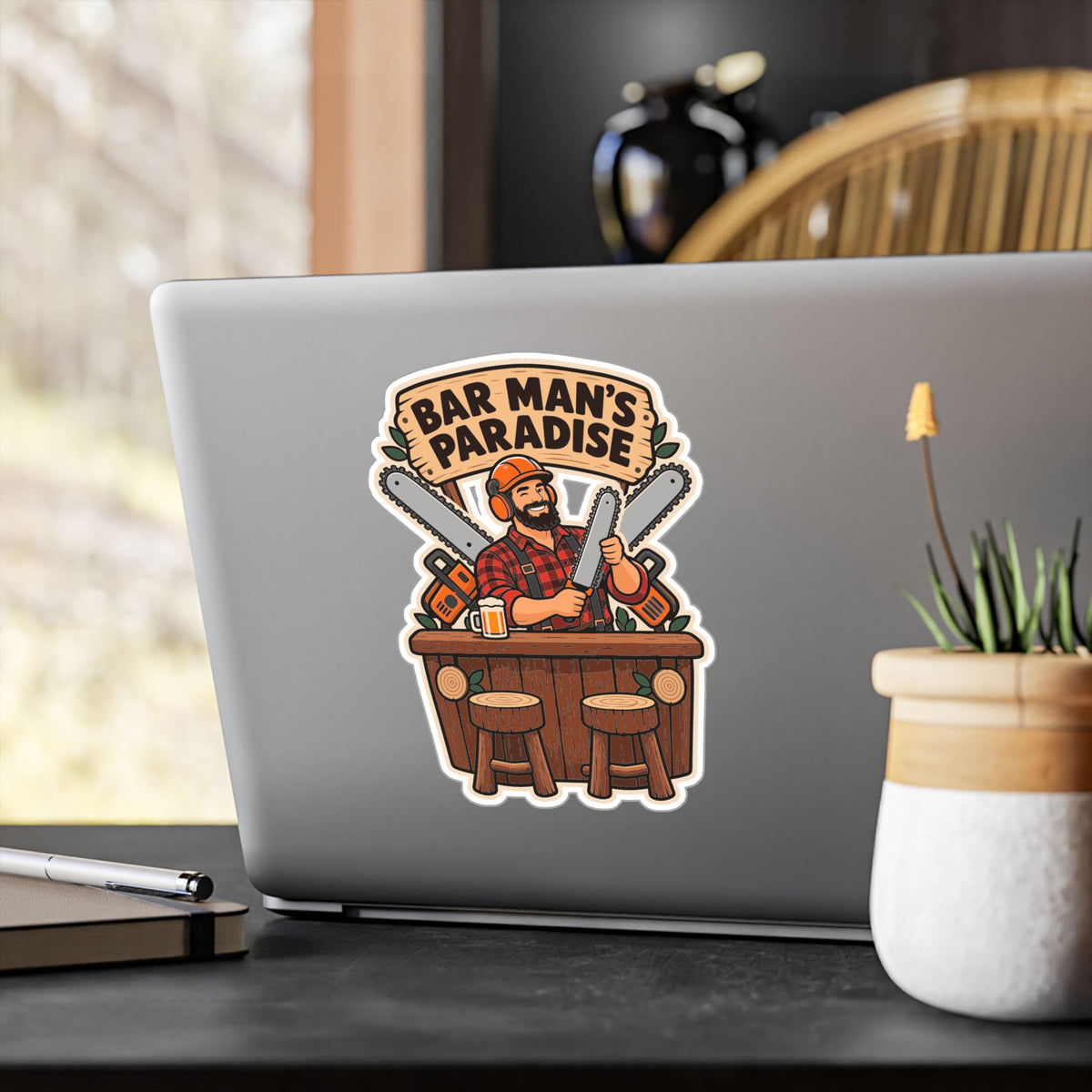 Tree Sticker "Bar Man's Paradise" for a Tree Worker or Branch Manager - Laptop and Water Bottle Decals