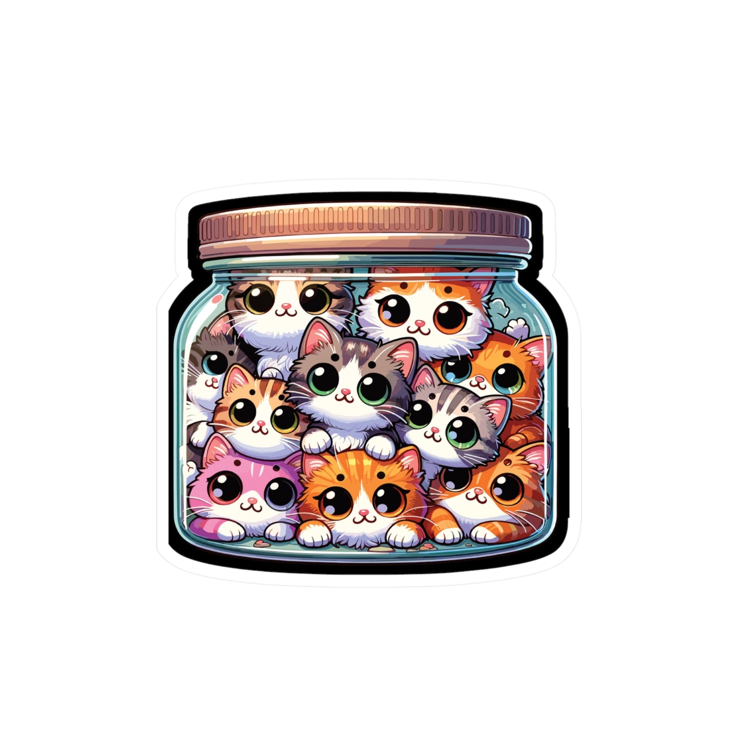 Cute Cats in a Jar - Cats Sticker for Car Window Laptop Sticker. Water Bottle Sticker, Vinyl Jar Decal, Adorable Sticker - Cats Gift